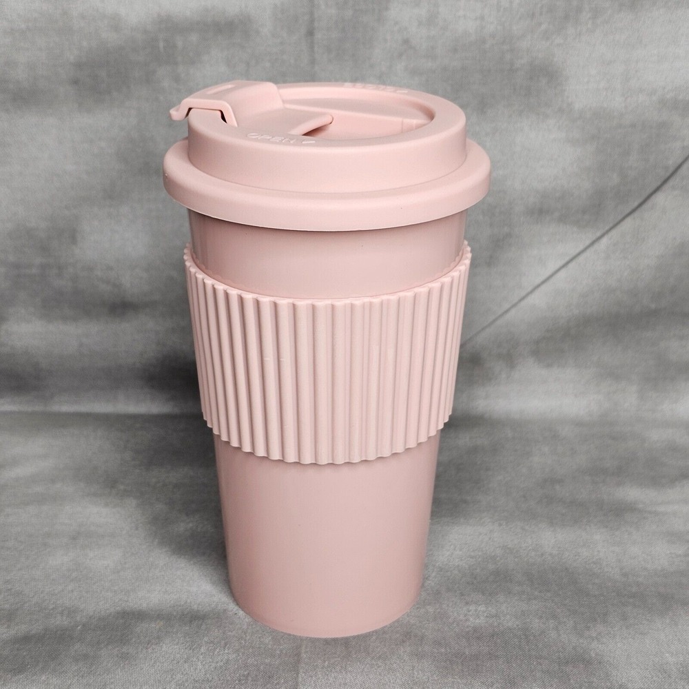 LOT OF 14 - Plastic 18 oz Coffee Tumbler w/Lid - PINK - NEW